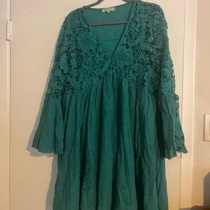 Elegant Teal Lace Women Dress